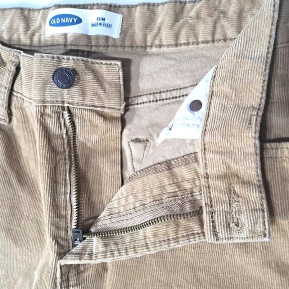 Old Navy Mens Jeans Beige Size 34x30 Slim Built In Flex Corduroy five pockets. - Picture 3 of 8